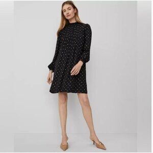 Ann Taylor Black Diamond Pattern Mock Neck Dress – Size XS